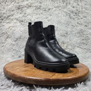 Arizona Moss Womens Size 7M Black Retro Chic Block Heeled Chelsea Booties Boots